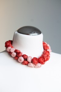 Deep Red Floral Statement Necklace – Unique Handmade Necklace, Sculptural Jewelry Deep Red Floral Statement Necklace – Unique Handmade Necklace, Sculptural Jewelry