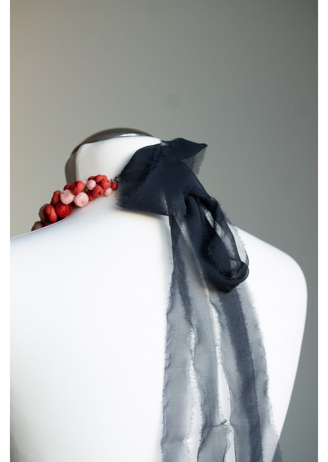 Deep Red Floral Statement Necklace