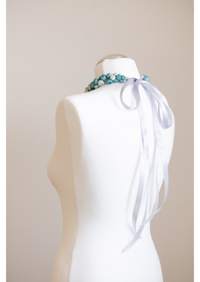 Dusty Teal Floral Statement Necklace