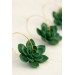 Blue Succulent Flower hoop earrings from polymer clay, 100% handmade
