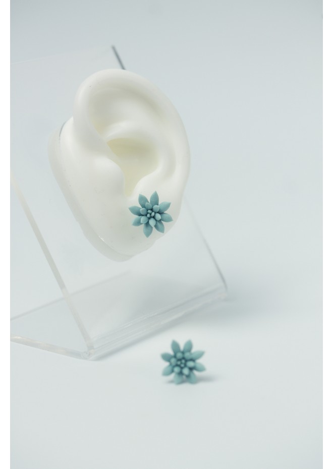 Succulent Echeveria Cuff earrings Grey Blue Purple Succulents dangle earrings, unique floral jewelry, design from EtenIren