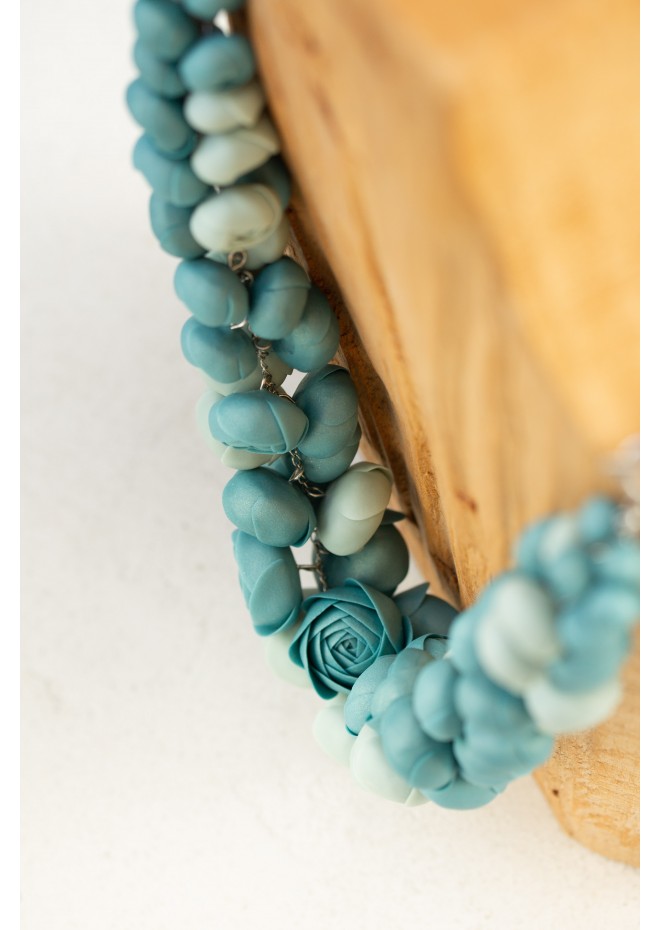 Dusty Teal Floral Statement Necklace