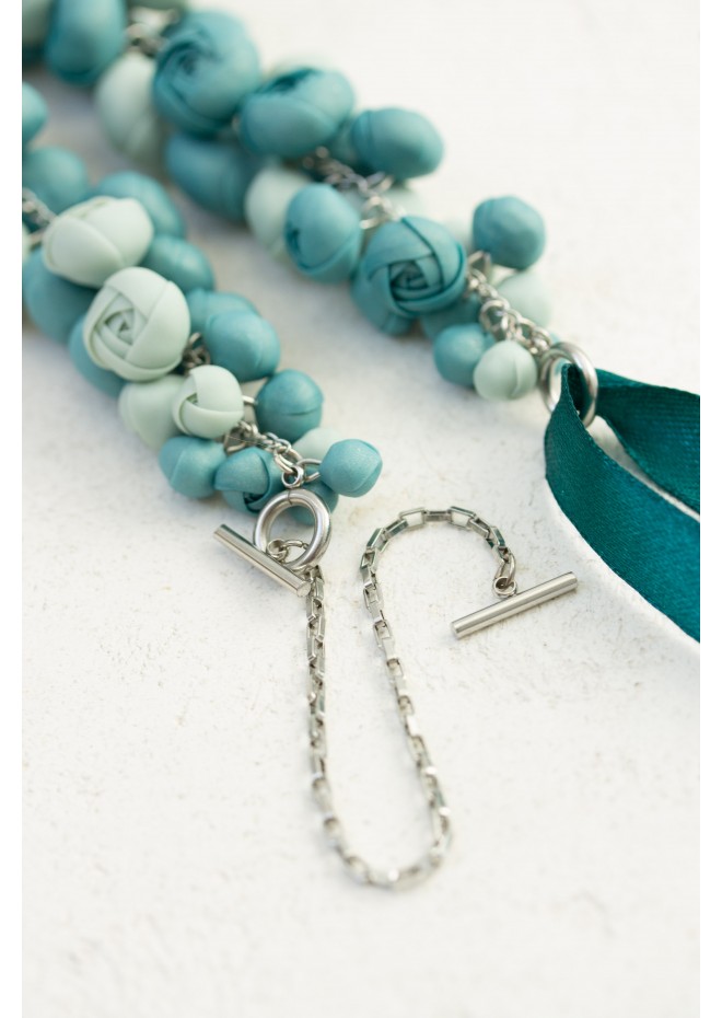 Dusty Teal Floral Statement Necklace