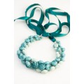 Dusty Teal Floral Statement Necklace