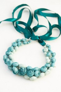 Dusty Teal Floral Statement Necklace, Handmade Polymer Clay Flowers, Adjustable Length Necklace, One of a Kind Jewelry Dusty Teal Floral Statement Necklace, Handmade Polymer Clay Flowers, Adjustable Length Necklace, One of a Kind Jewelry