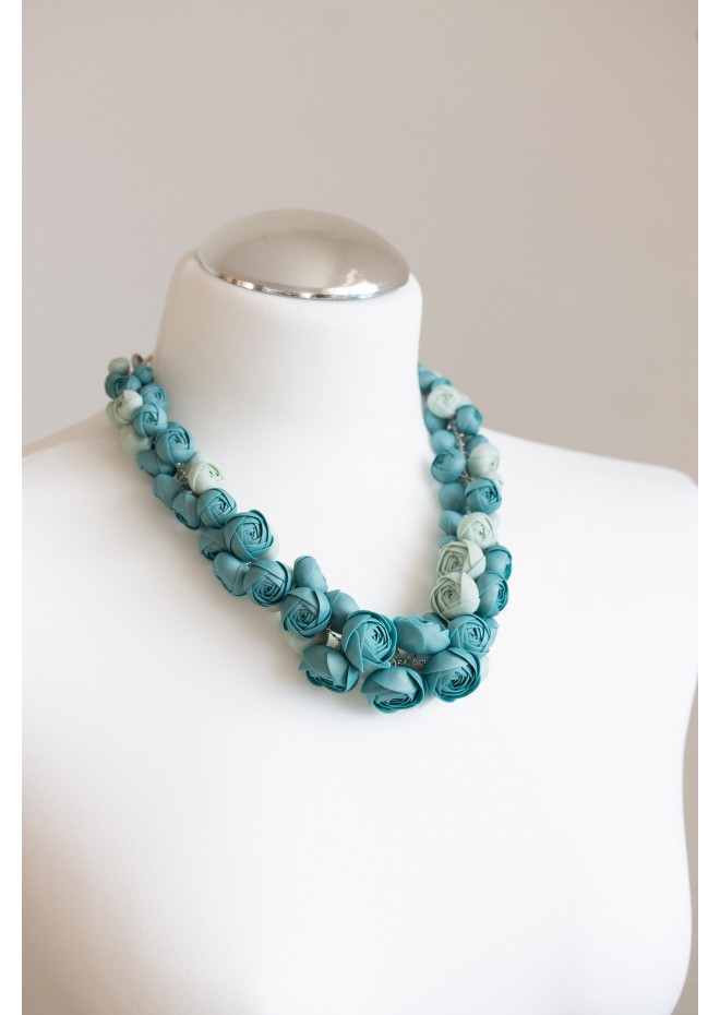 Dusty Teal Floral Statement Necklace