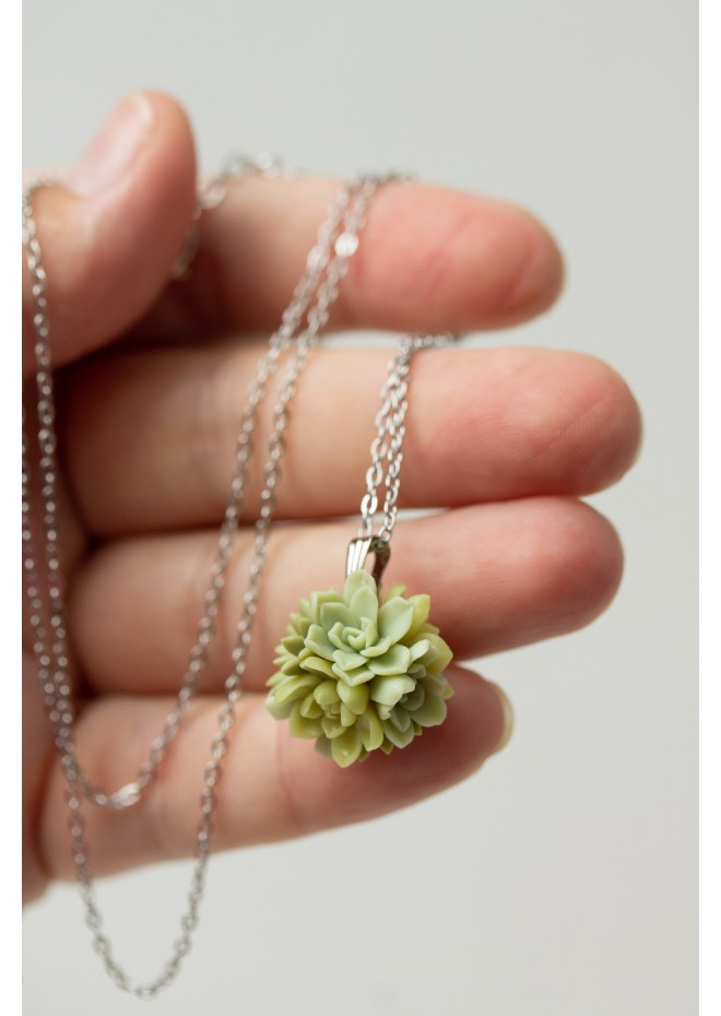 Succulent Ball Necklace – Handmade Botanical Sphere Pendant