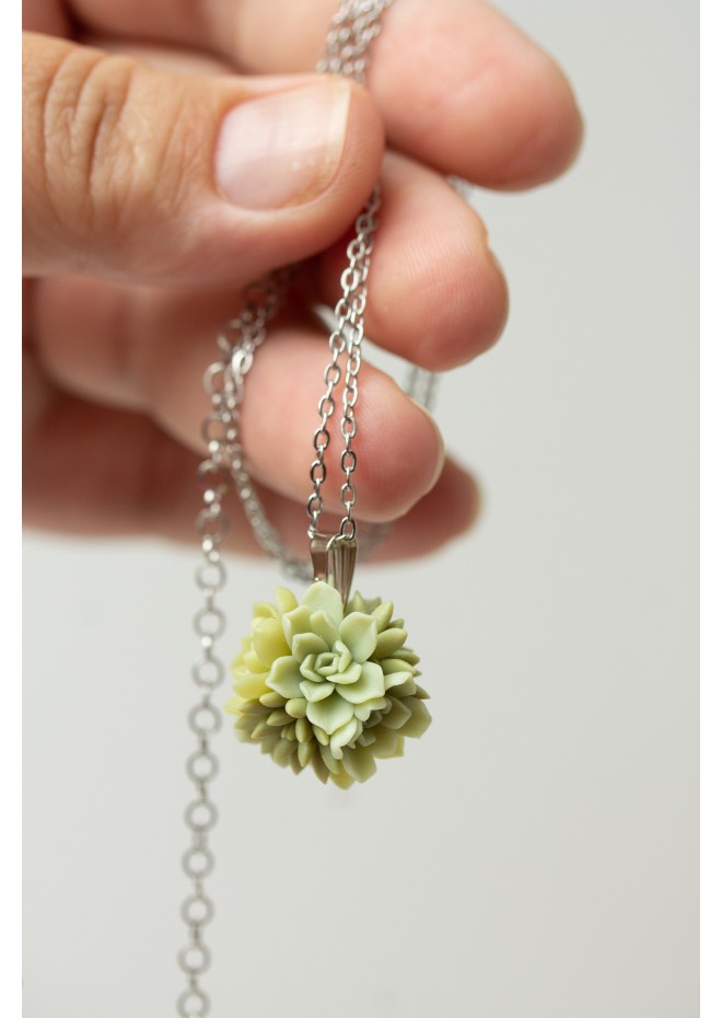 Succulent Ball Necklace – Handmade Botanical Sphere Pendant