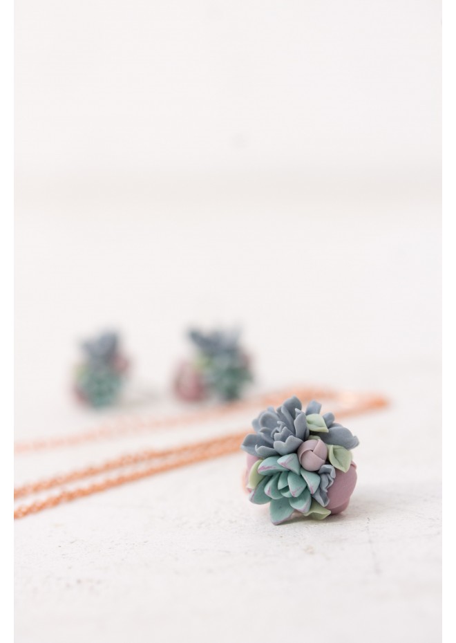 Succulent Ball Necklace – Handmade Botanical Sphere Pendant