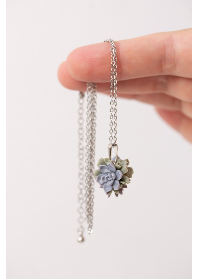 Succulent Ball Necklace – Handmade Botanical Sphere Pendant
