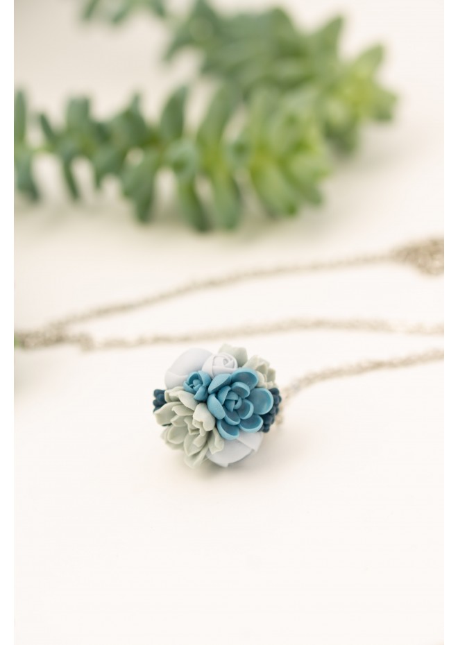 Succulent Ball Necklace – Handmade Botanical Sphere Pendant