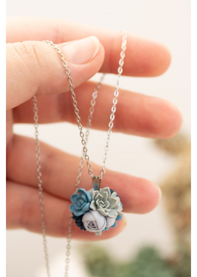 Succulent Ball Necklace – Handmade Botanical Sphere Pendant