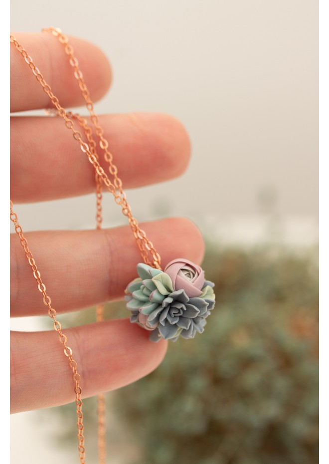 Succulent Ball Necklace – Handmade Botanical Sphere Pendant