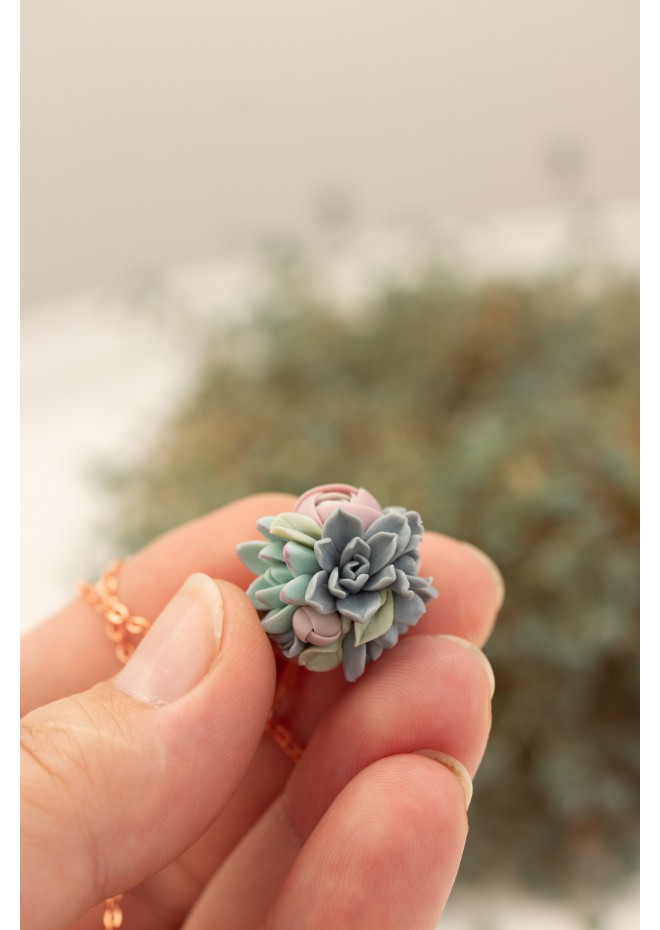 Succulent Ball Necklace – Handmade Botanical Sphere Pendant