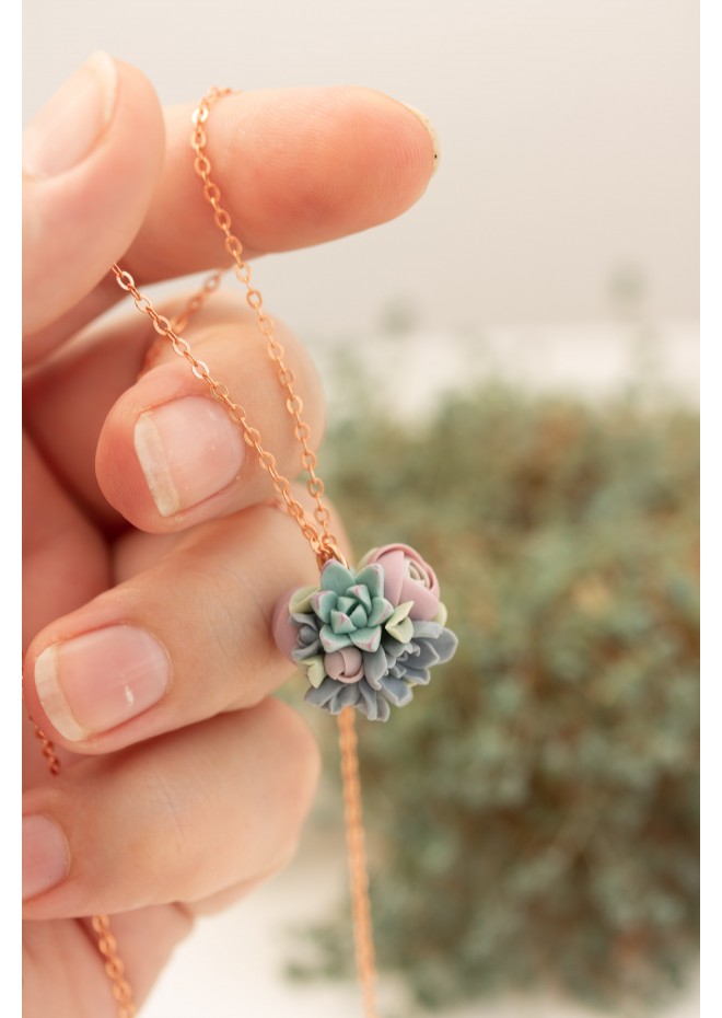 Succulent Ball Necklace – Handmade Botanical Sphere Pendant