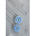 Extra Long Ranunculus Flower Necklace with Handmade Blue Pendant