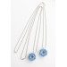 Extra Long Ranunculus Flower Necklace with Handmade Blue Pendant
