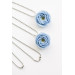 Extra Long Ranunculus Flower Necklace with Handmade Blue Pendant