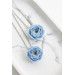 Extra Long Ranunculus Flower Necklace with Handmade Blue Pendant