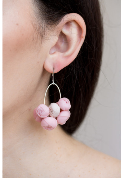 Floral Statement Earrings – Ranunculus Flower Bouquet, Choose Color
