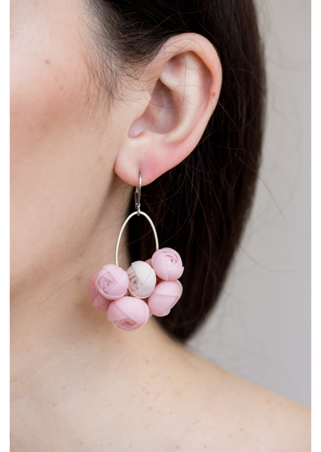 Ranunculus Flower Statement Earrings in Multiple Colors