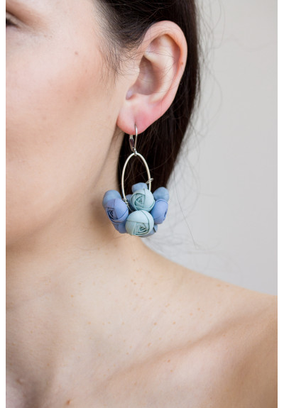Floral Statement Earrings – Ranunculus Flower Bouquet, Choose Color