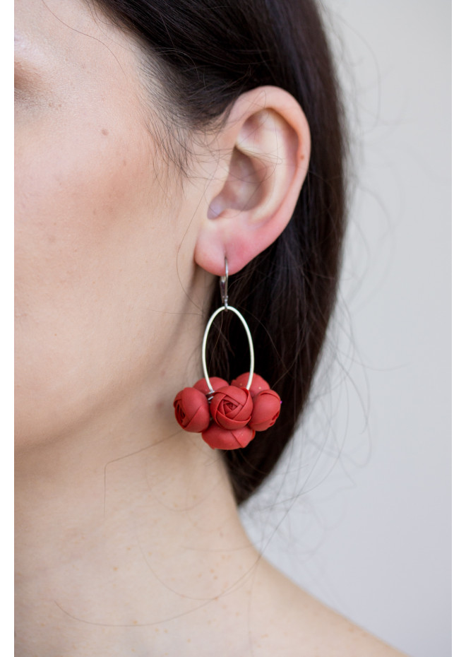 Ranunculus Flower Statement Earrings in Multiple Colors