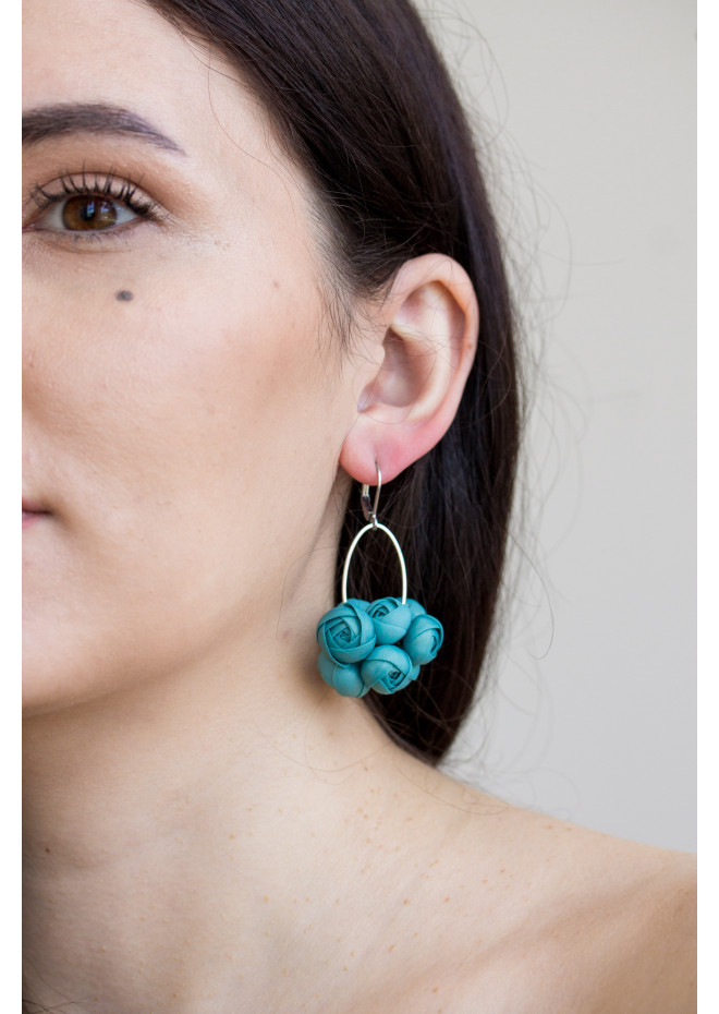 Ranunculus Flower Statement Earrings in Multiple Colors
