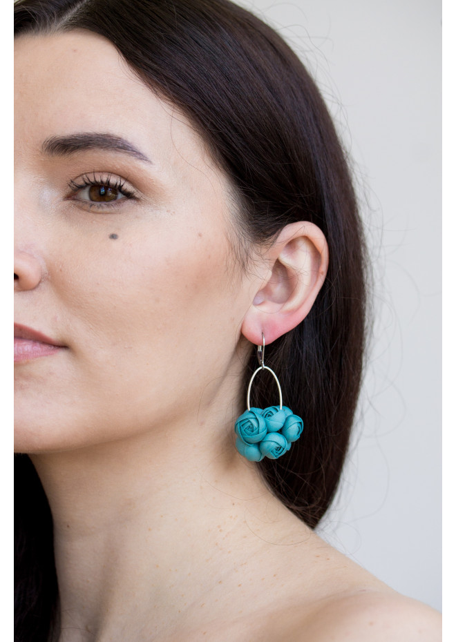 Ranunculus Flower Statement Earrings in Multiple Colors