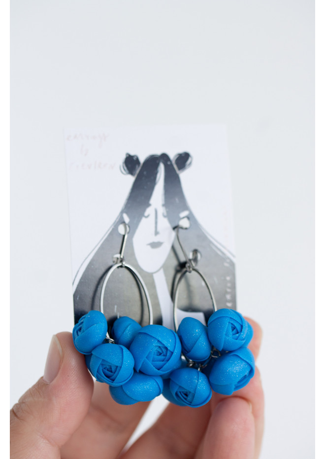 Ranunculus Flower Statement Earrings in Multiple Colors