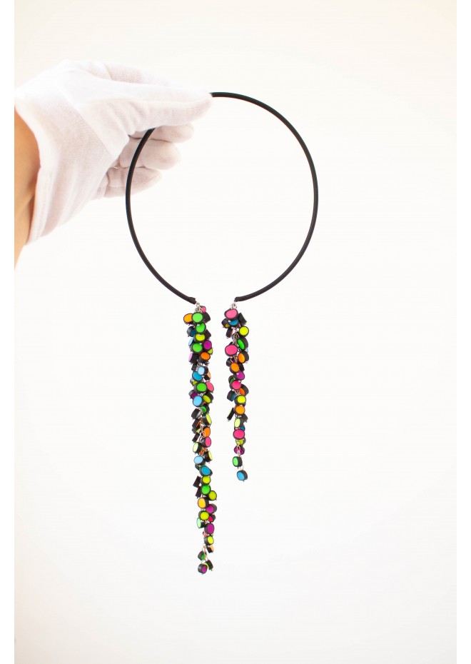 Rainbow Raindrops Neon Asymmetric Choker Necklace