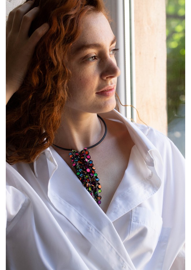 Rainbow Raindrops Neon Asymmetric Choker Necklace