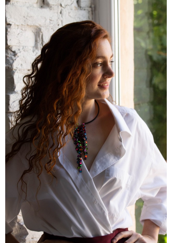 Rainbow Raindrops Neon Asymmetric Choker Necklace