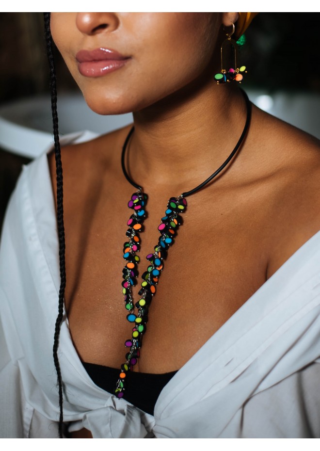 Rainbow Raindrops Neon Asymmetric Choker Necklace