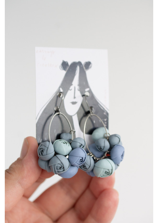 Ranunculus Flower Statement Earrings in Multiple Colors