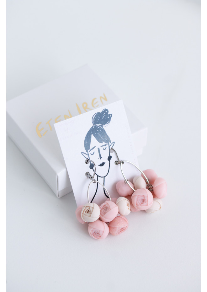 Ranunculus Flower Statement Earrings in Multiple Colors