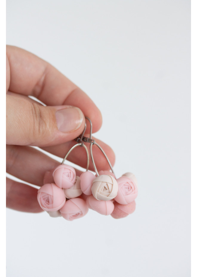 Ranunculus Flower Statement Earrings in Multiple Colors