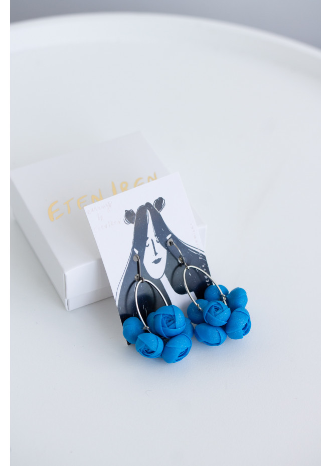 Ranunculus Flower Statement Earrings in Multiple Colors