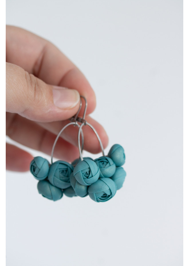 Ranunculus Flower Statement Earrings in Multiple Colors