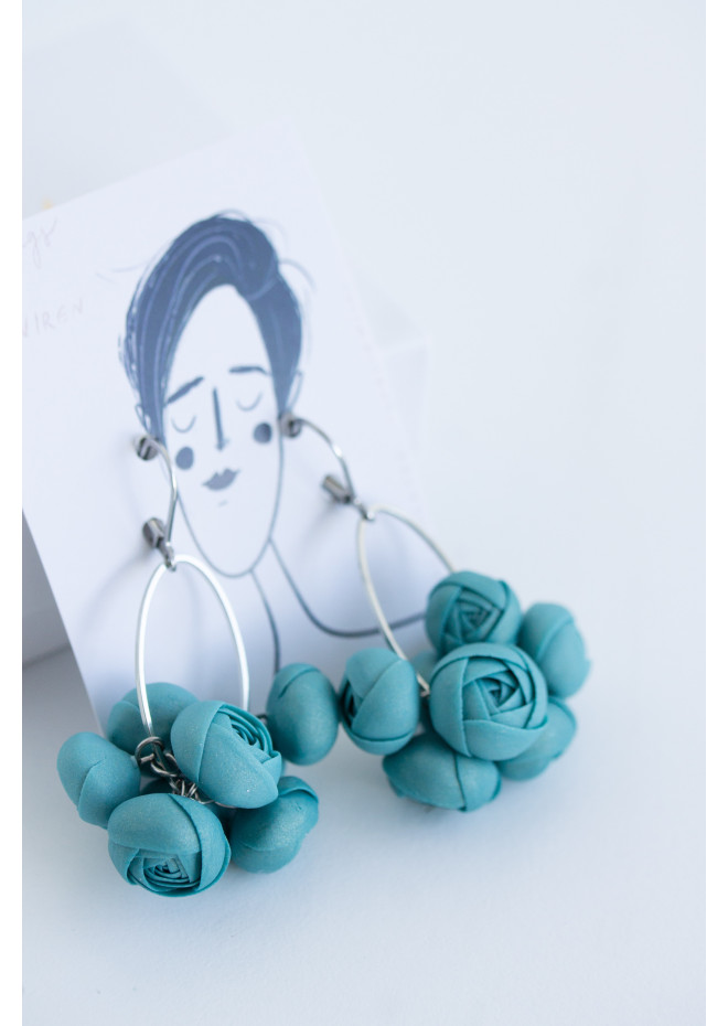 Ranunculus Flower Statement Earrings in Multiple Colors