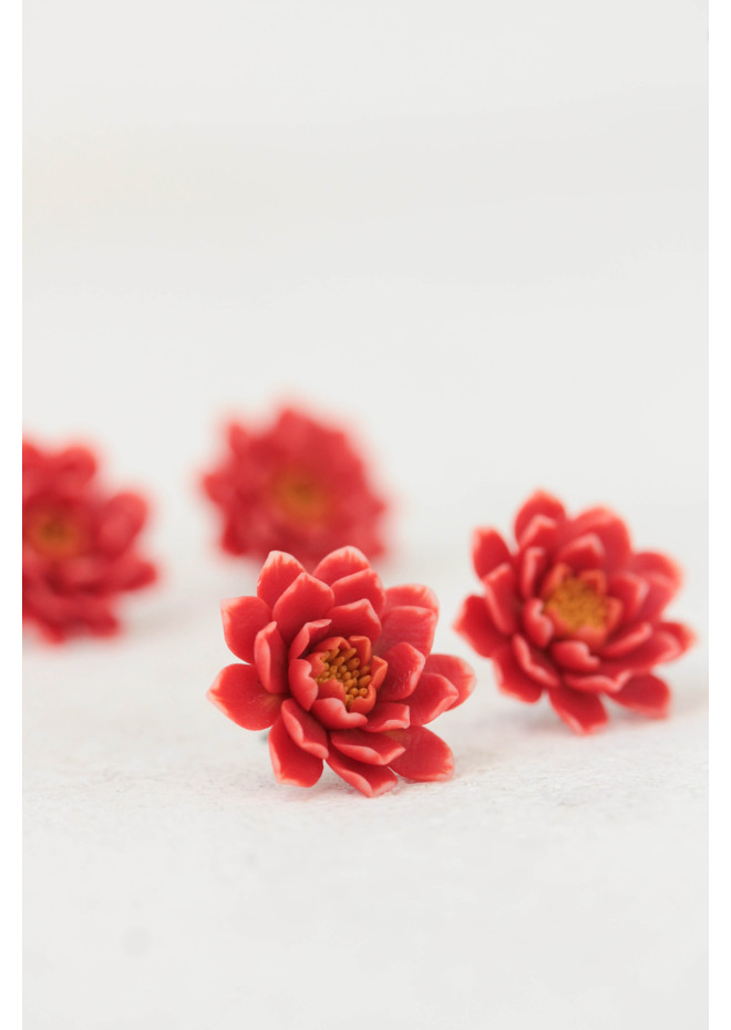 Dahlia Flower Stud Earrings