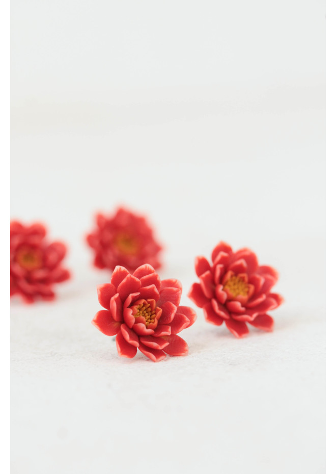 Dahlia Flower Stud Earrings