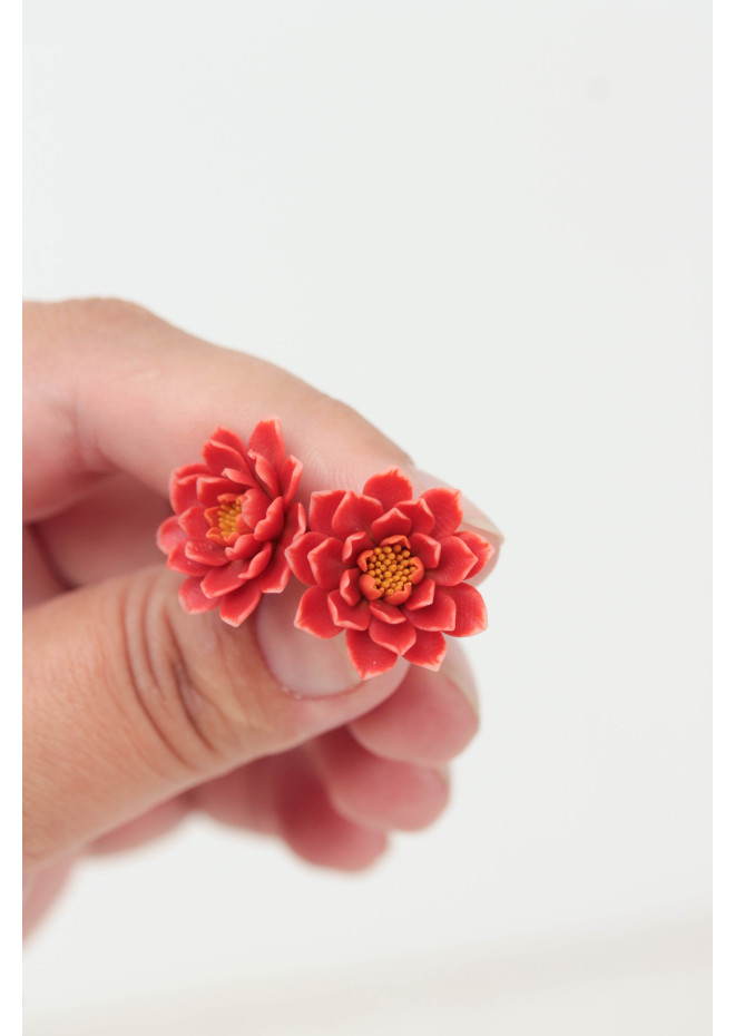 Dahlia Flower Stud Earrings