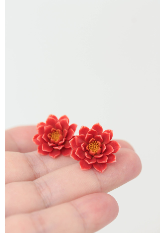 Dahlia Flower Stud Earrings