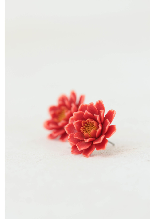 Dahlia Flower Stud Earrings