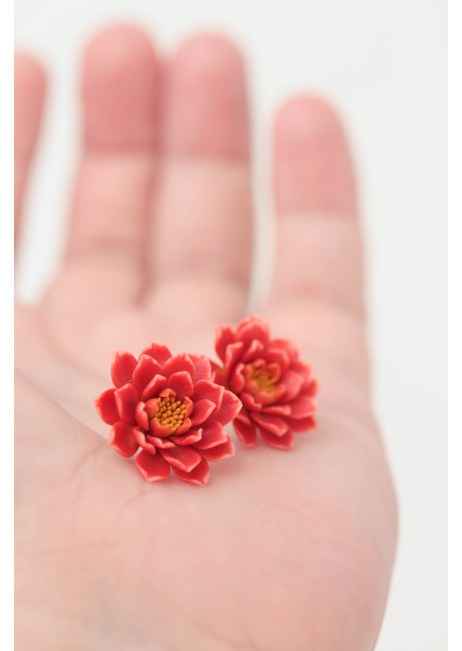 Dahlia Flower Stud Earrings