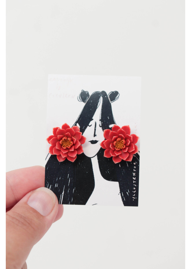 Dahlia Flower Stud Earrings