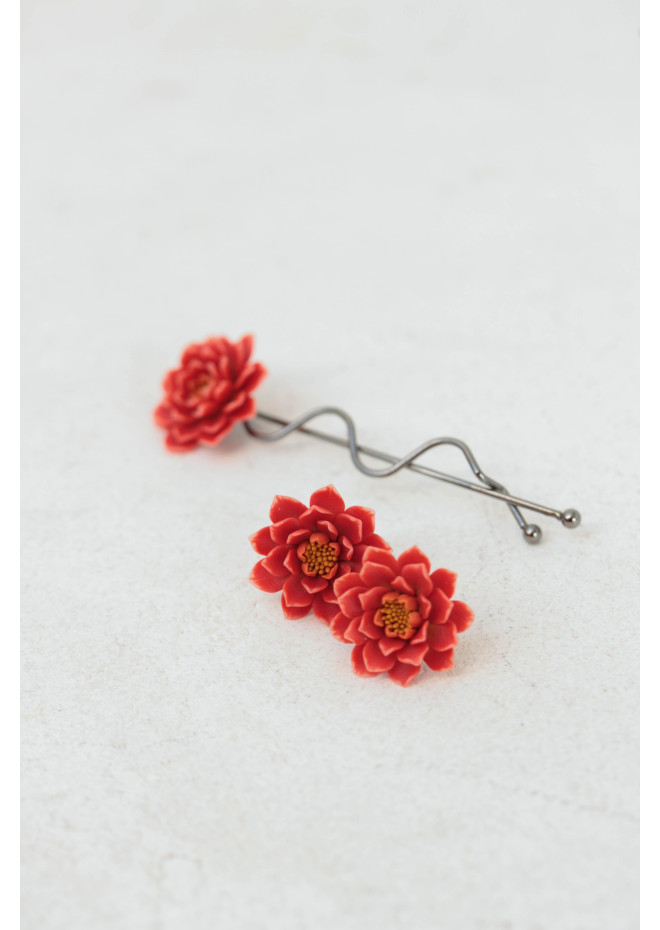 Dahlia Flower Stud Earrings
