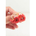 Coral Chrysanthemum Flower Hoop Earrings
