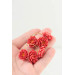 Coral Chrysanthemum Flower Hoop Earrings